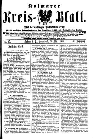 Kolmarer Kreisblatt on Mar 3, 1894