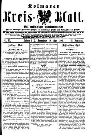 Kolmarer Kreisblatt on Mar 10, 1894