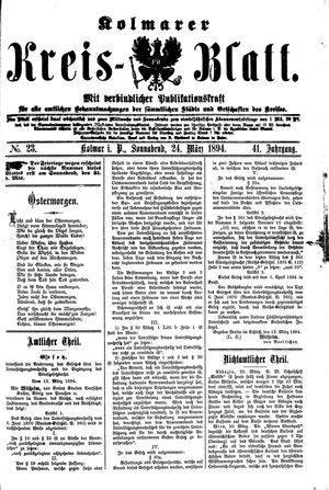 Kolmarer Kreisblatt vom 24.03.1894