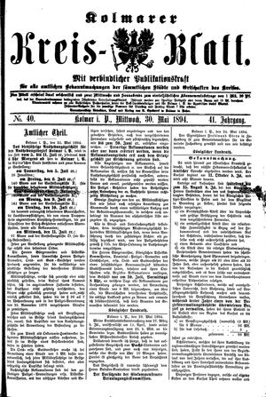 Kolmarer Kreisblatt on May 30, 1894