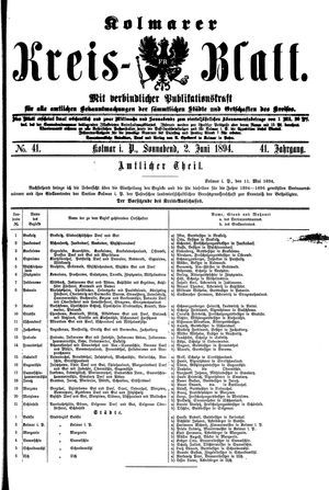 Kolmarer Kreisblatt vom 02.06.1894