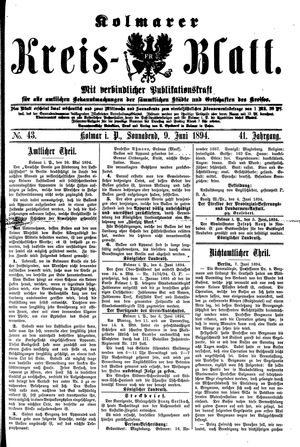 Kolmarer Kreisblatt vom 09.06.1894