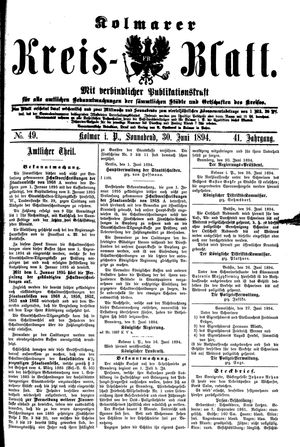 Kolmarer Kreisblatt vom 30.06.1894