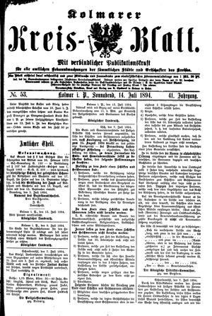 Kolmarer Kreisblatt vom 14.07.1894