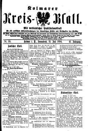 Kolmarer Kreisblatt vom 21.07.1894