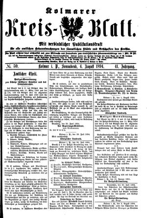 Kolmarer Kreisblatt on Aug 4, 1894