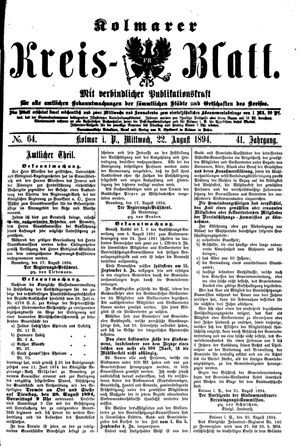 Kolmarer Kreisblatt vom 22.08.1894