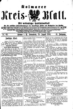 Kolmarer Kreisblatt vom 25.08.1894