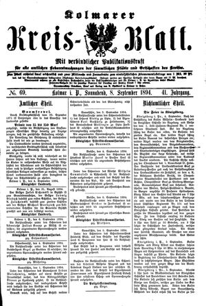 Kolmarer Kreisblatt vom 08.09.1894