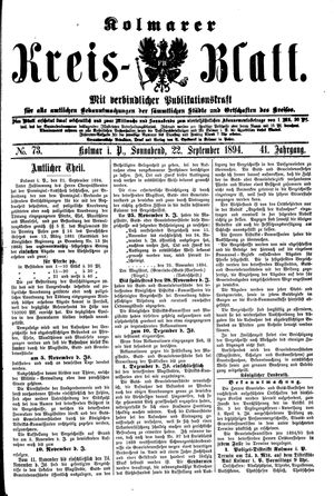 Kolmarer Kreisblatt vom 22.09.1894