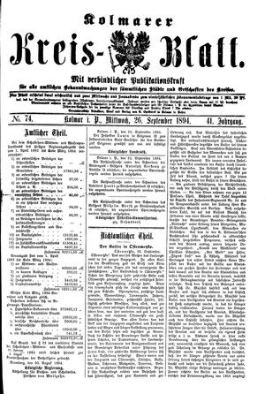 Kolmarer Kreisblatt on Sep 26, 1894
