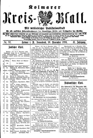 Kolmarer Kreisblatt vom 10.11.1894