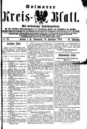 Kolmarer Kreisblatt vom 24.11.1894