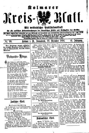 Kolmarer Kreisblatt vom 22.12.1894