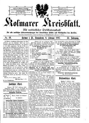 Kolmarer Kreisblatt on Feb 6, 1897