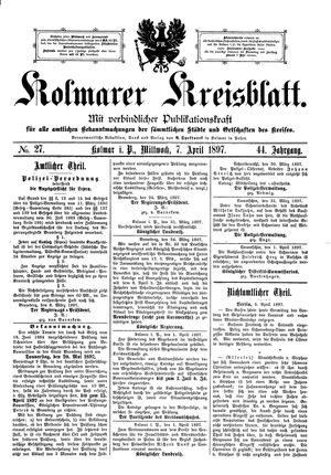 Kolmarer Kreisblatt vom 07.04.1897