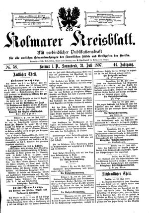 Kolmarer Kreisblatt vom 31.07.1897