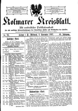 Kolmarer Kreisblatt vom 03.11.1897