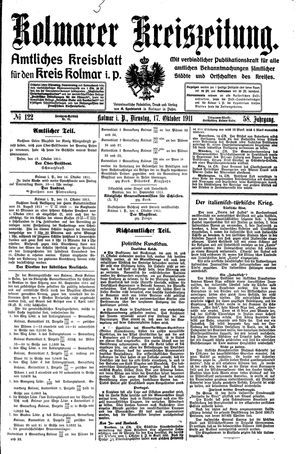 Kolmarer Kreiszeitung on Oct 17, 1911