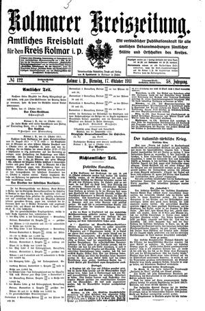 Kolmarer Kreiszeitung vom 17.10.1911