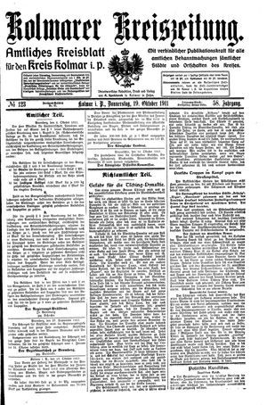 Kolmarer Kreiszeitung on Oct 19, 1911