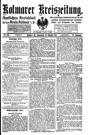 Kolmarer Kreiszeitung on Oct 21, 1911