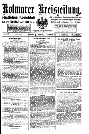 Kolmarer Kreiszeitung vom 24.10.1911