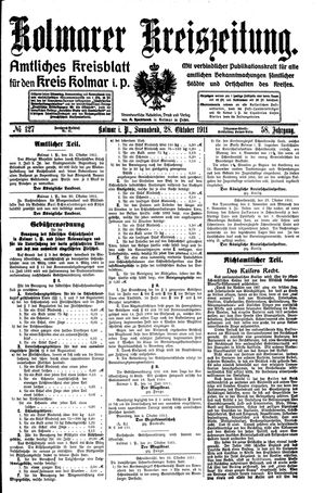 Kolmarer Kreiszeitung vom 28.10.1911