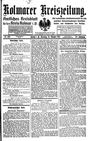 Kolmarer Kreiszeitung vom 31.10.1911