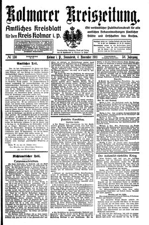 Kolmarer Kreiszeitung on Nov 4, 1911
