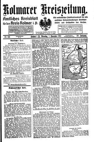 Kolmarer Kreiszeitung vom 07.11.1911