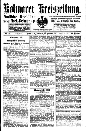 Kolmarer Kreiszeitung vom 18.11.1911