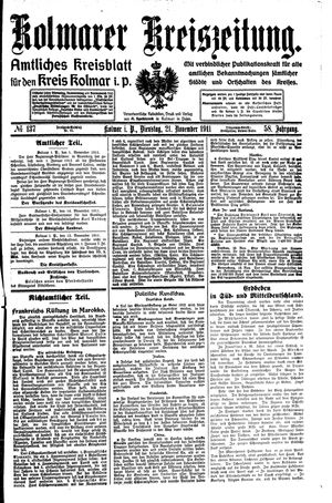 Kolmarer Kreiszeitung vom 21.11.1911