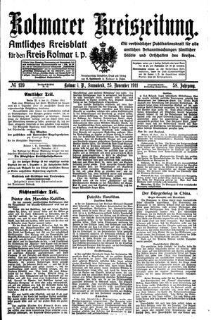 Kolmarer Kreiszeitung vom 25.11.1911