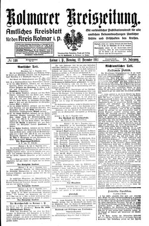 Kolmarer Kreiszeitung vom 12.12.1911