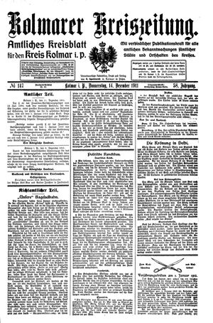 Kolmarer Kreiszeitung vom 14.12.1911