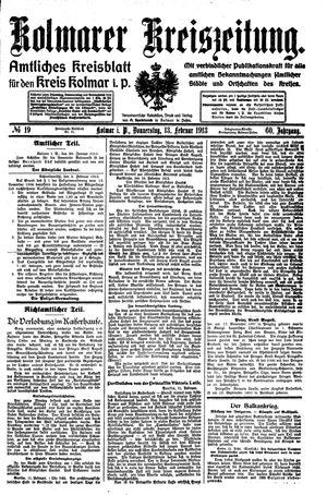 Kolmarer Kreiszeitung vom 13.02.1913