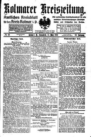 Kolmarer Kreiszeitung vom 15.03.1913