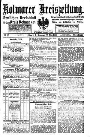 Kolmarer Kreiszeitung vom 22.03.1913