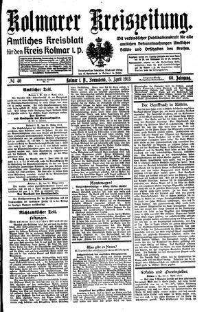 Kolmarer Kreiszeitung vom 05.04.1913