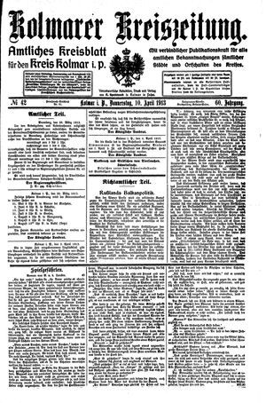 Kolmarer Kreiszeitung vom 10.04.1913