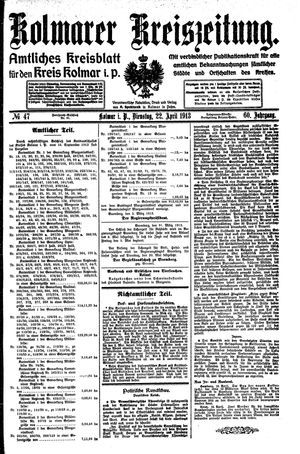 Kolmarer Kreiszeitung vom 22.04.1913
