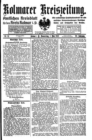 Kolmarer Kreiszeitung vom 01.05.1913