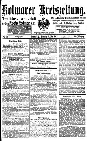 Kolmarer Kreiszeitung vom 06.05.1913