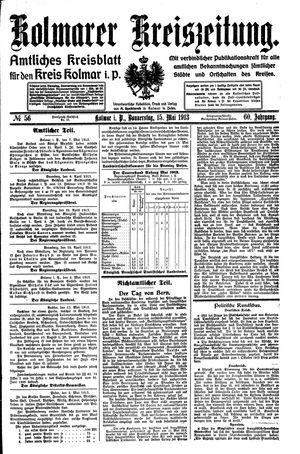 Kolmarer Kreiszeitung vom 15.05.1913