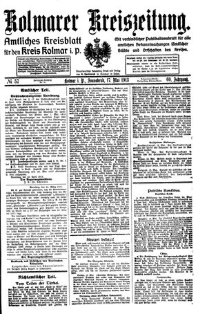 Kolmarer Kreiszeitung vom 17.05.1913