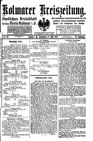 Kolmarer Kreiszeitung vom 31.05.1913