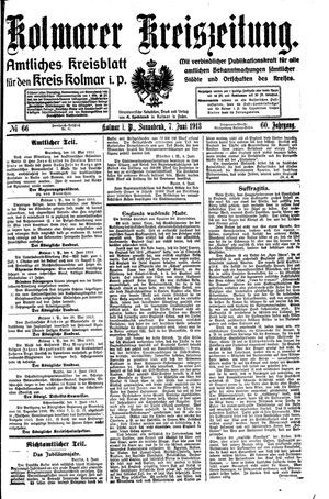 Kolmarer Kreiszeitung vom 07.06.1913