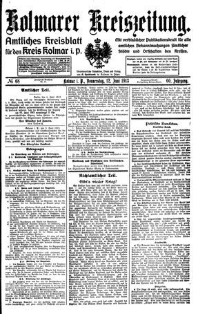 Kolmarer Kreiszeitung vom 12.06.1913