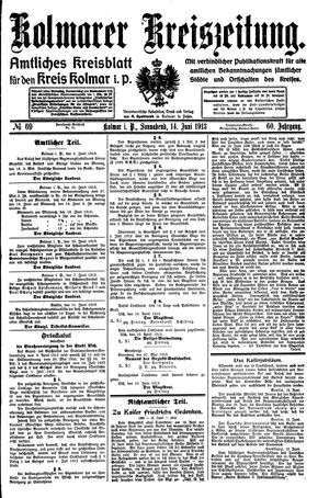 Kolmarer Kreiszeitung vom 14.06.1913